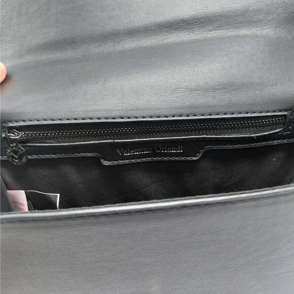 Valentino Orlandi Women Crossbody Bag Black Quilted Vegan Leather Handbag Purse - Picture 12 of 15